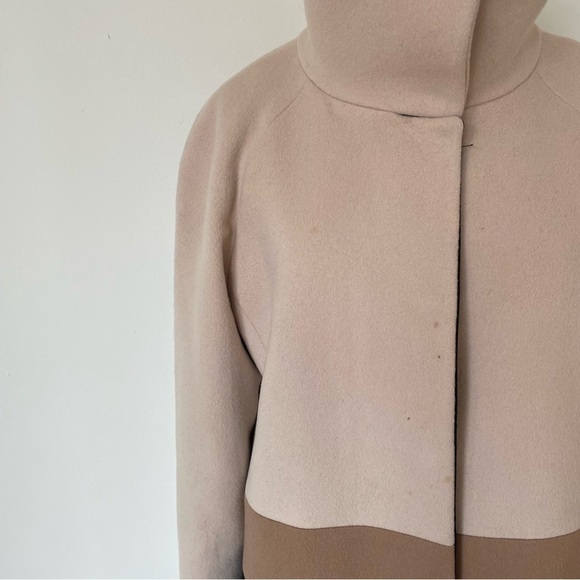 Loro Piana Fleurette Harper Stand Collar Knee Length Colorblock Wool Coat Size 6 - Picture 11 of 12